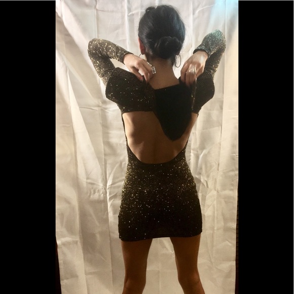 B.L limited celeb fave hoodie dress gold backless - Picture 7 of 8